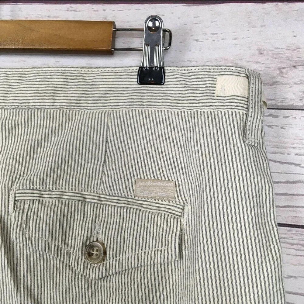 7 For All Mankind Mens 36 Cargo Shorts Conductor Stripe White Blue Seven